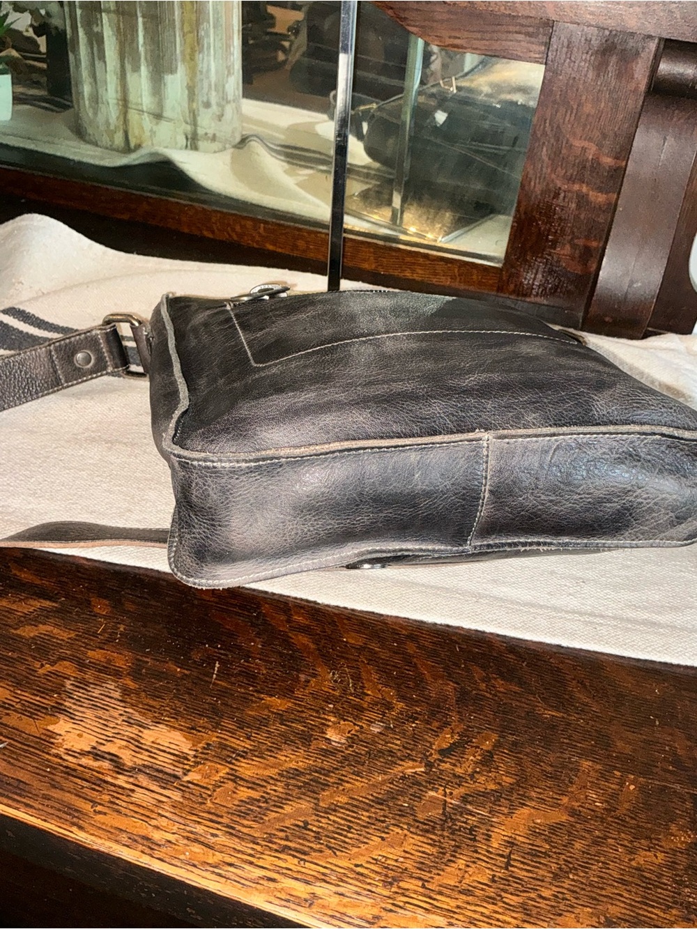 NWOT Bed Stu Leather Venice Beach Crossbody Bag Black Rustic Retail $240 - Picture 10 of 12